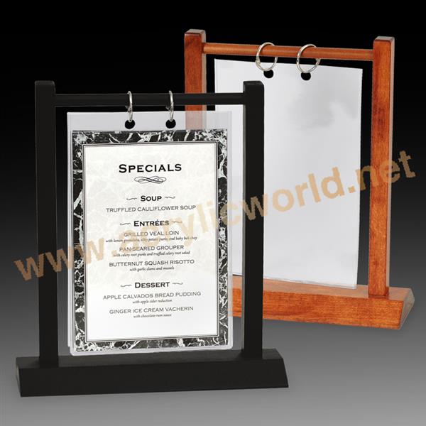 unique wooden menu holder for restaurant